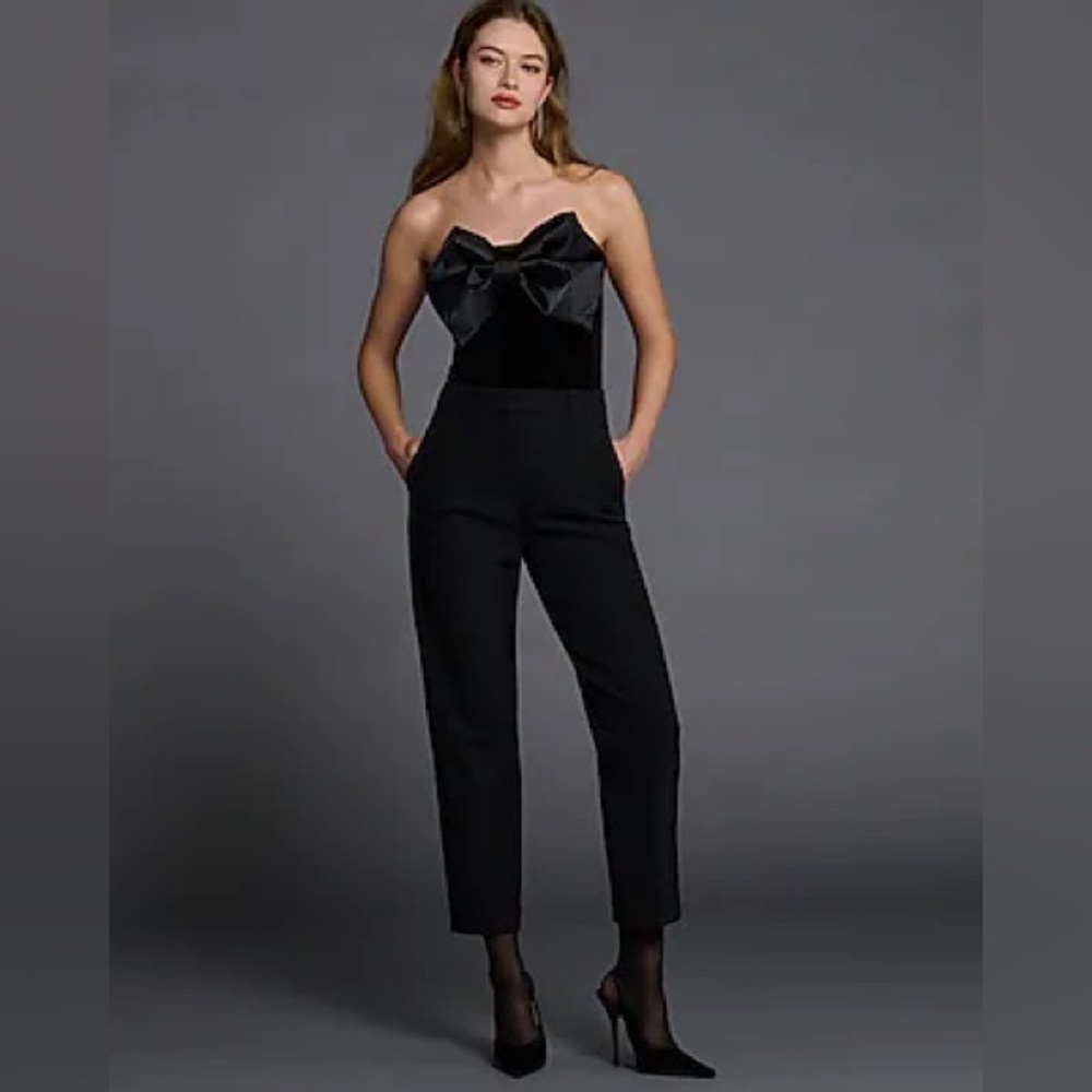 Strapless Satin Bow Velvet Bodysuit